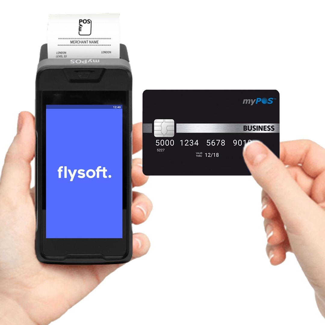 flysoft pay which is the latest pos machine offered by flysoft. accepts card and non cash payments on the go.